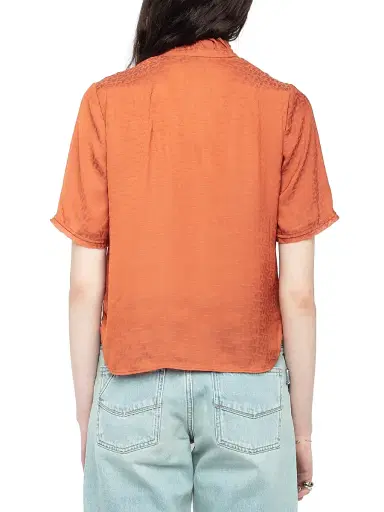 Zadig & Voltaire Women's Topher Monogram Satin Blouse - Sienna - Size Small | Thumbnail 5