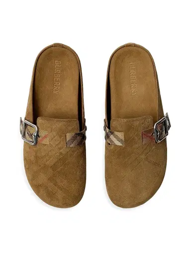 Burberry Women's Urchin Suede Check Clogs | Thumbnail 4 Burberry Women's Urchin Suede Check Clogs | Thumbnail 4