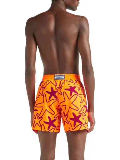 Vilebrequin Men's Starlettes Packable Flocked Swim Trunks - Fluo Fire - Size XL | Thumbnail 4 Vilebrequin Men's Starlettes Packable Flocked Swim Trunks - Fluo Fire - Size XL | Thumbnail 4