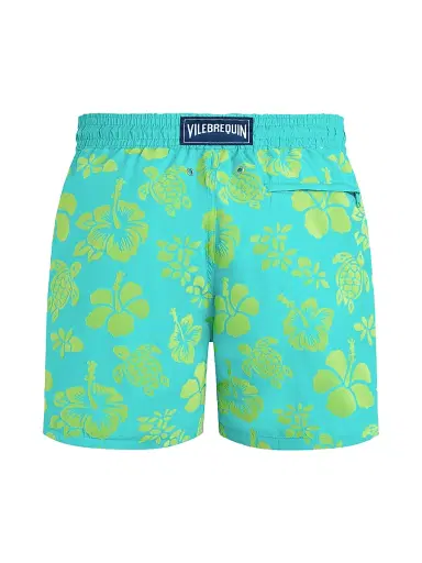 Vilebrequin Men's Tropical Turtle Packable Flocked Swim Trunks - Vert Disco - Size XL | Thumbnail 2 Vilebrequin Men's Tropical Turtle Packable Flocked Swim Trunks - Vert Disco - Size XL | Thumbnail 2
