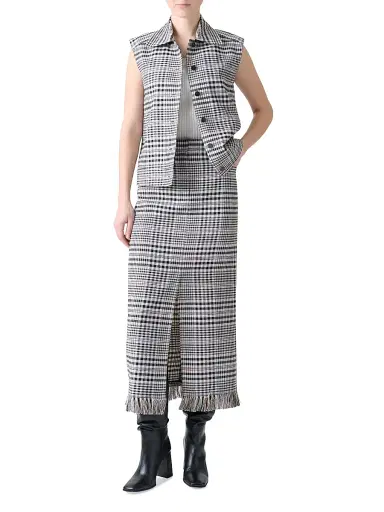 Akris punto Women's Plaid Kent Collar Vest | Thumbnail 2 Akris punto Women's Plaid Kent Collar Vest | Thumbnail 2