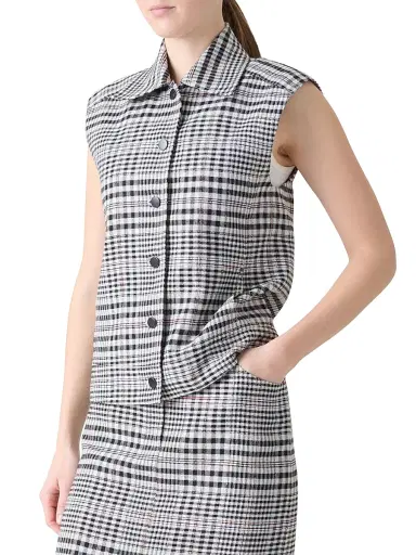 Akris punto Women's Plaid Kent Collar Vest | Thumbnail 3 Akris punto Women's Plaid Kent Collar Vest | Thumbnail 3