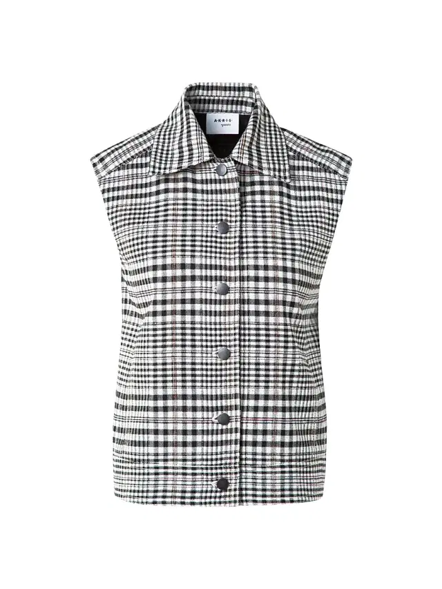 Akris punto Women's Plaid Kent Collar Vest - Cream Black