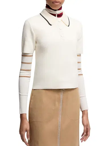Moncler Women's Polo Shirt in Cotton - White | Thumbnail 2