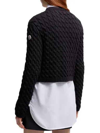 Moncler Women's Cardigan in Cotton Blend - Navy Blue | Thumbnail 3 Moncler Women's Cardigan in Cotton Blend - Navy Blue | Thumbnail 3