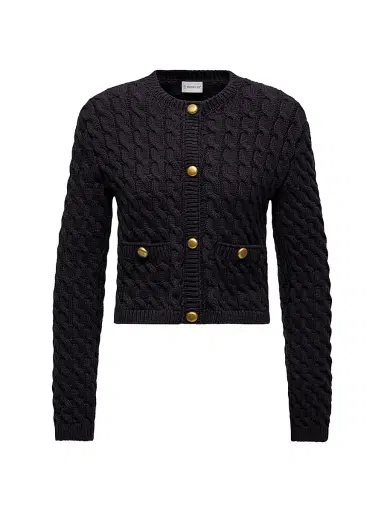 Moncler Women's Cardigan in Cotton Blend - Navy Blue | Thumbnail 1 Moncler Women's Cardigan in Cotton Blend - Navy Blue | Thumbnail 1