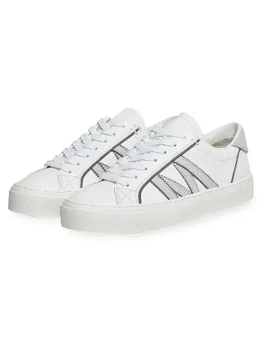 Moncler Women's Monaco2 Sneakers in Leather & Glitter - White | Thumbnail 2