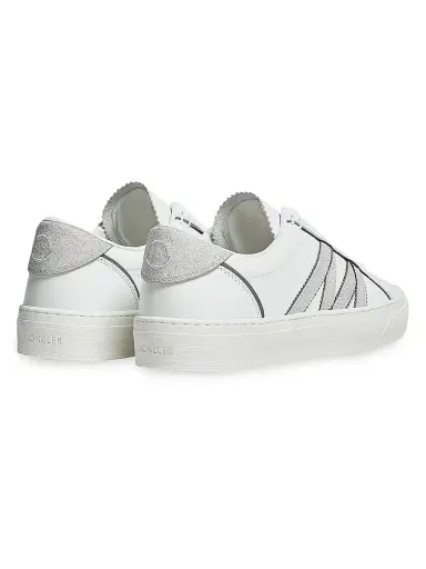 Moncler Women's Monaco2 Sneakers in Leather & Glitter - White | Thumbnail 3