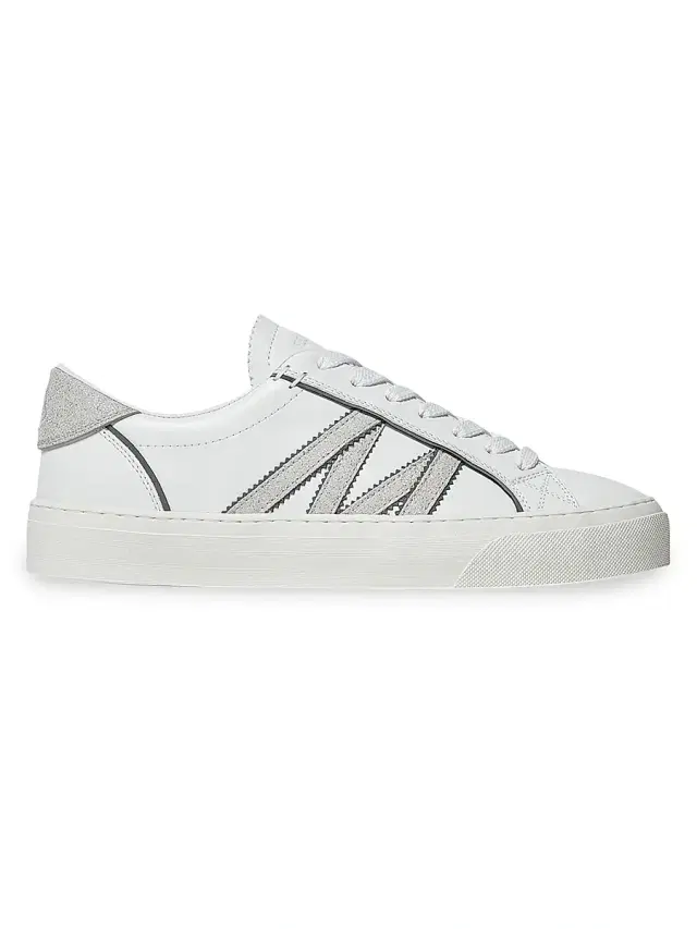 Women's Monaco2 Sneakers in Leather & Glitter - White