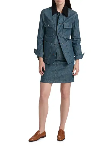 Loro Piana Women's Dean Denim Field Jacket - Blue Spirulina | Thumbnail 2