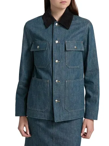 Loro Piana Women's Dean Denim Field Jacket - Blue Spirulina | Thumbnail 3