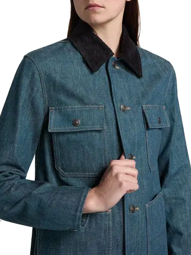 Loro Piana Women's Dean Denim Field Jacket - Blue Spirulina | Thumbnail 6
