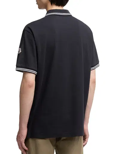 Moncler Men's Polo Shirt in Cotton - Blue | Thumbnail 3 Moncler Men's Polo Shirt in Cotton - Blue | Thumbnail 3