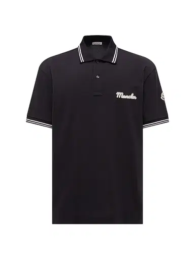 Moncler Men's Polo Shirt in Cotton - Blue | Thumbnail 1 Moncler Men's Polo Shirt in Cotton - Blue | Thumbnail 1