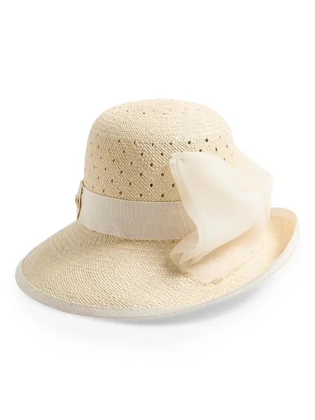 Valentino Garavani Women's VLogo Signature Hat in Perforated Panama - Natural
