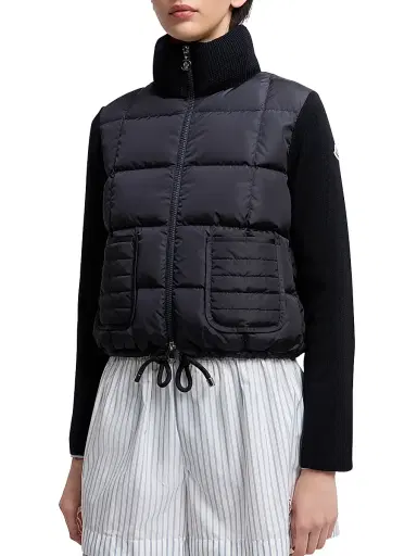 Moncler Women's Down-Filled Cardigan in Wool - Navy Blue | Thumbnail 2 Moncler Women's Down-Filled Cardigan in Wool - Navy Blue | Thumbnail 2