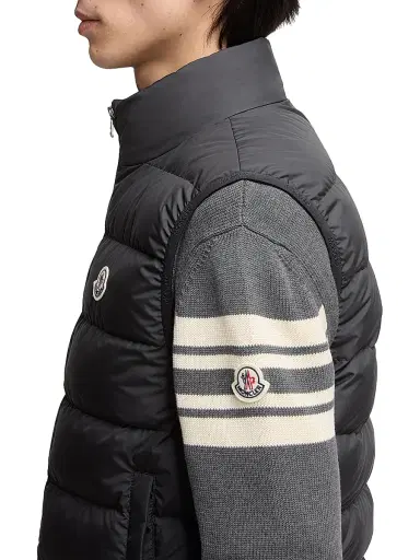 Moncler Men's Contrin Nylon Down Zip Front Vest - Black | Thumbnail 4