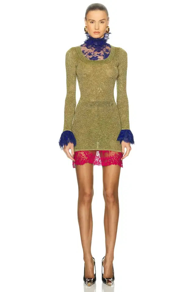 Saint Laurent High Neck Mini Dress