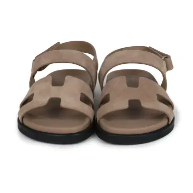 HERMÈS Hermes Chypre Genius Sandals Beige Lin Suede Palladium Hardware 38 EU | Thumbnail 2
