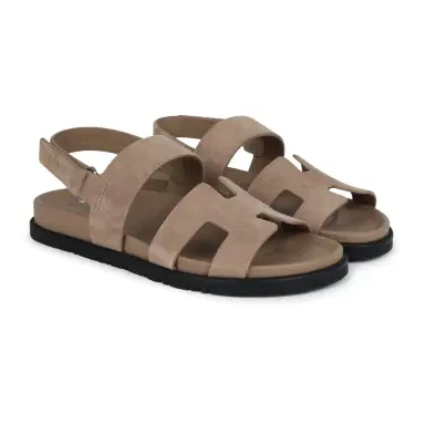 HERMÈS Hermes Chypre Genius Sandals Beige Lin Suede Palladium Hardware 38 EU | Thumbnail 3