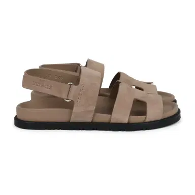HERMÈS Hermes Chypre Genius Sandals Beige Lin Suede Palladium Hardware 38 EU | Thumbnail 4