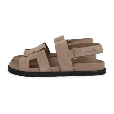 HERMÈS Hermes Chypre Genius Sandals Beige Lin Suede Palladium Hardware 38 EU | Thumbnail 5