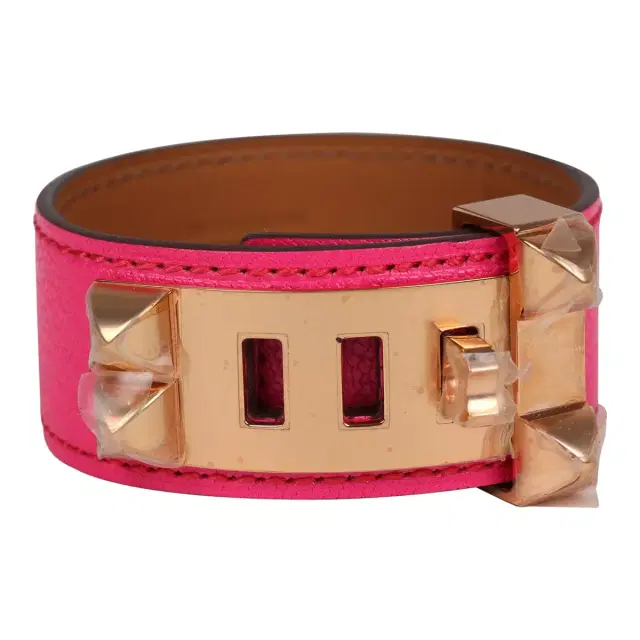 hermes Hermes Collier De Chien 24 Bracelet Rose Pop Chevre Chamkila Rose Gold Hardware