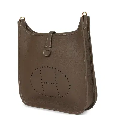 HERMÈS Hermes Evelyne III PM Etoupe Clemence Gold Hardware | Thumbnail 3 HERMÈS Hermes Evelyne III PM Etoupe Clemence Gold Hardware | Thumbnail 3