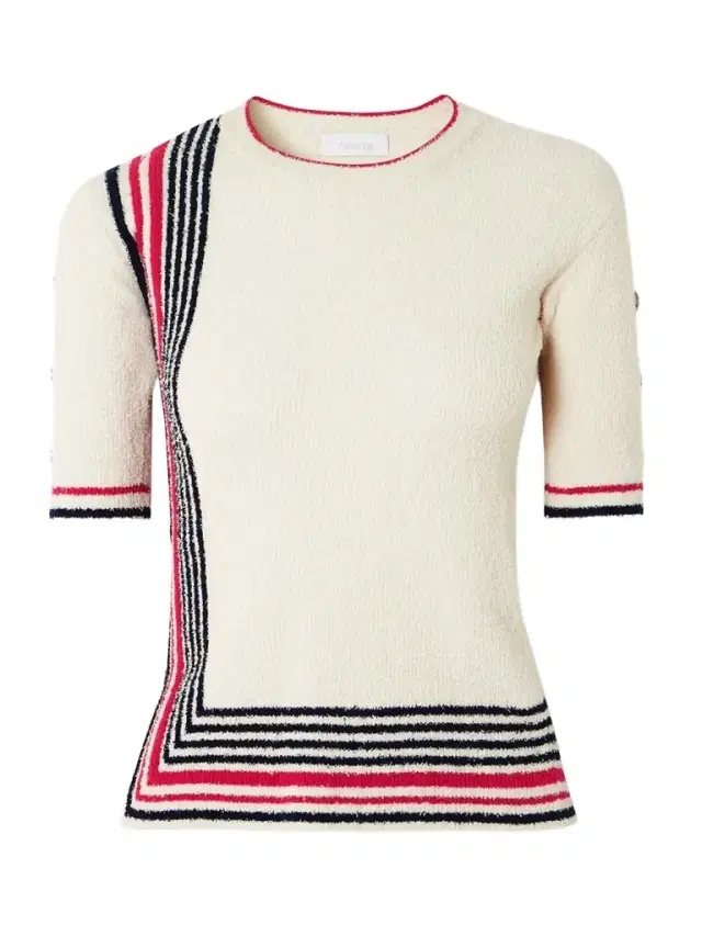 Button-embellished Striped Cotton-blend Chenille Sweater