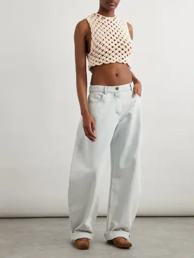 Alaïa Cropped Open-knit Cotton-blend Tank | Thumbnail 2 Alaïa Cropped Open-knit Cotton-blend Tank | Thumbnail 2