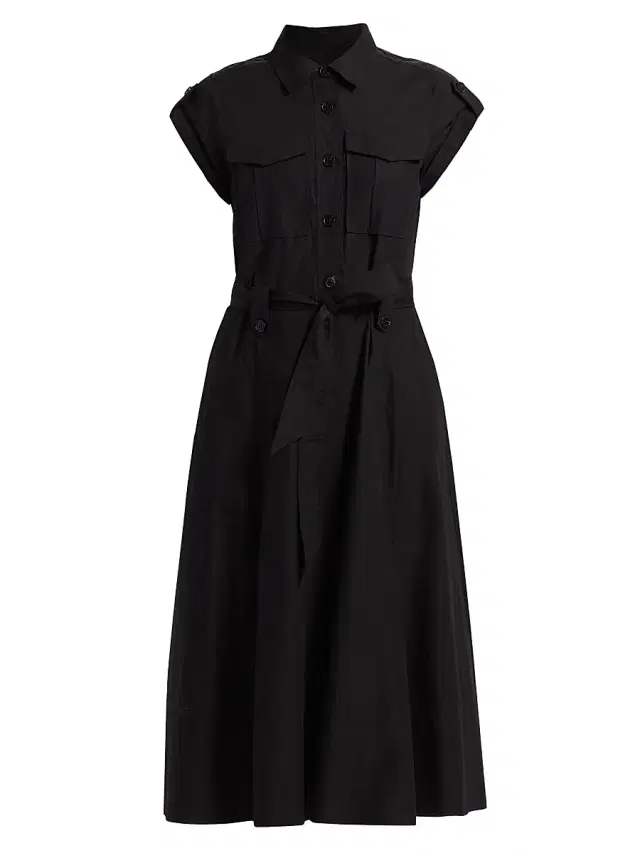 Derek Lam 10 Crosby Women's Kayla Belted Cotton Midi-Dress - Black