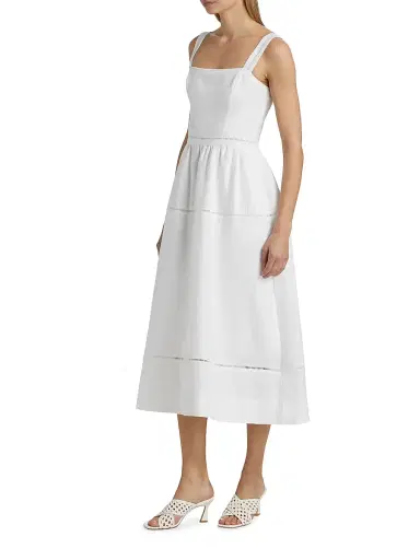 Reformation Women's Everett Linen Ladder-Trim Midi-Dress - White - Size 8 | Thumbnail 4 Reformation Women's Everett Linen Ladder-Trim Midi-Dress - White - Size 8 | Thumbnail 4