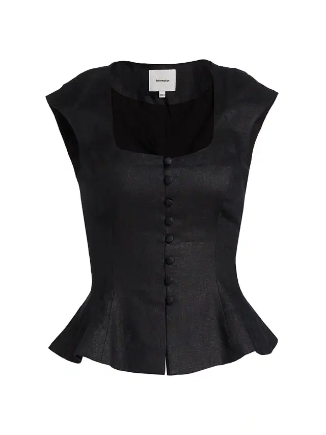 Reformation Women's Paolina Linen Top - Black