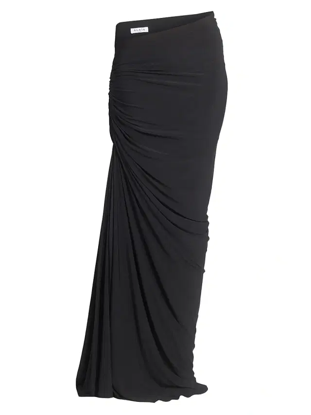 ALAIA Women's Gathered Twist Maxi Skirt - Noir Alaia