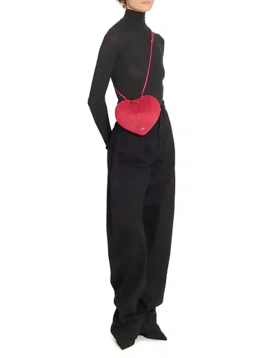 ALAIA Women's Heart Suede & Leather Shoulder Bag - Framboise | Thumbnail 2 ALAIA Women's Heart Suede & Leather Shoulder Bag - Framboise | Thumbnail 2