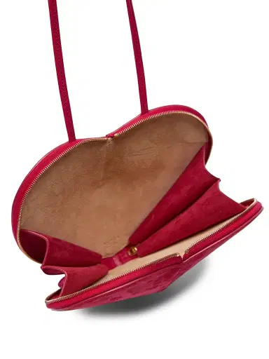 ALAIA Women's Heart Suede & Leather Shoulder Bag - Framboise | Thumbnail 3 ALAIA Women's Heart Suede & Leather Shoulder Bag - Framboise | Thumbnail 3