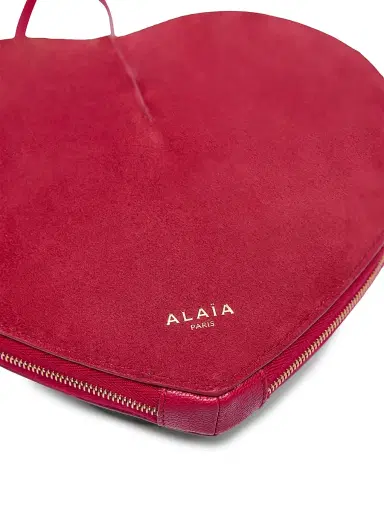 ALAIA Women's Heart Suede & Leather Shoulder Bag - Framboise | Thumbnail 4 ALAIA Women's Heart Suede & Leather Shoulder Bag - Framboise | Thumbnail 4