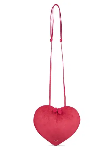 ALAIA Women's Heart Suede & Leather Shoulder Bag - Framboise | Thumbnail 1 ALAIA Women's Heart Suede & Leather Shoulder Bag - Framboise | Thumbnail 1