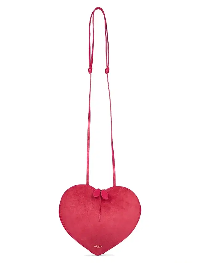 ALAIA Women's Heart Suede & Leather Shoulder Bag - Framboise