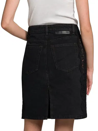 Stella McCartney Women's Denim-Lace A-Line Miniskirt - Black | Thumbnail 5 Stella McCartney Women's Denim-Lace A-Line Miniskirt - Black | Thumbnail 5