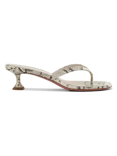 Amina Muaddi Women's Cruise Juliette 45MM Snake-Embossed Leather Sandals - Print Snake Natural | Thumbnail 1