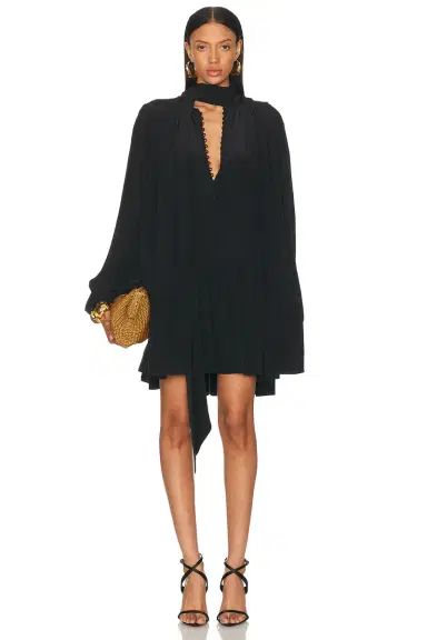 Saint Laurent Long Sleeve Mini Dress | Thumbnail 1 Saint Laurent Long Sleeve Mini Dress | Thumbnail 1