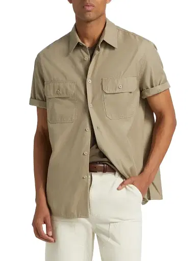 Nili Lotan Men's Short-Sleeve Double-Pocket Shirt - Alvaro - Size Large | Thumbnail 3 Nili Lotan Men's Short-Sleeve Double-Pocket Shirt - Alvaro - Size Large | Thumbnail 3