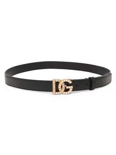 Dolce & Gabbana Women's Leather Logo Buckle Belt - Black - Size Medium | Thumbnail 1 Dolce & Gabbana Women's Leather Logo Buckle Belt - Black - Size Medium | Thumbnail 1