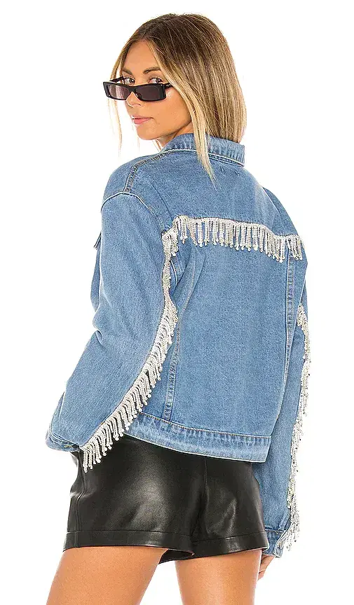 superdown Raya Rhinestone Fringe Jacket. - size S (also