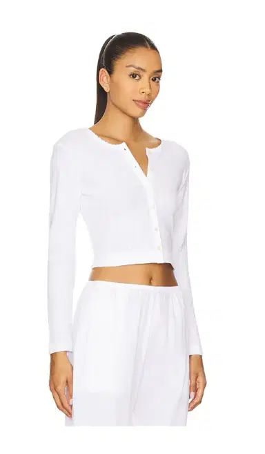 LESET Pointelle Crop Cardigan | Thumbnail 2