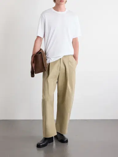 Studio Nicholson Sorte Wide-Leg Pleated Cotton-Twill Trousers - Men | Thumbnail 2