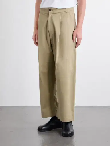 Studio Nicholson Sorte Wide-Leg Pleated Cotton-Twill Trousers - Men | Thumbnail 3