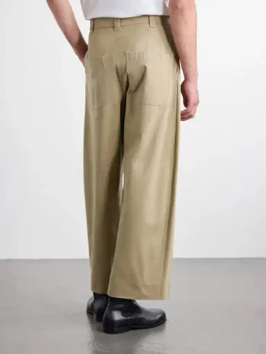 Studio Nicholson Sorte Wide-Leg Pleated Cotton-Twill Trousers - Men | Thumbnail 4