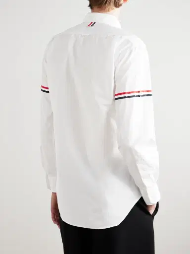 Thom Browne Button-Down Collar Grosgrain-Trimmed Cotton-Poplin Shirt - Men | Thumbnail 4 Thom Browne Button-Down Collar Grosgrain-Trimmed Cotton-Poplin Shirt - Men | Thumbnail 4